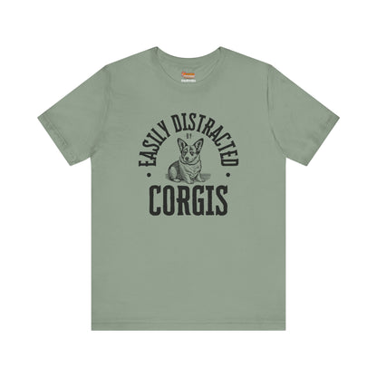 olive army earth pastel corgi t-shirt easily distracted women men shirt