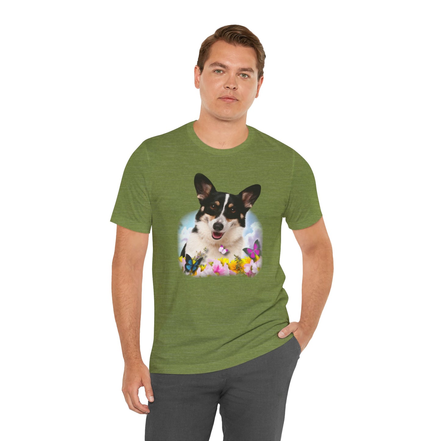 Corgi T-shirt Summer/Spring Flowers & Butterflies Women & Men