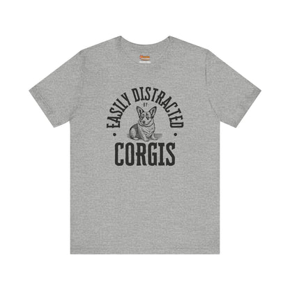gray corgi t-shirt easily distracted women men shirt
