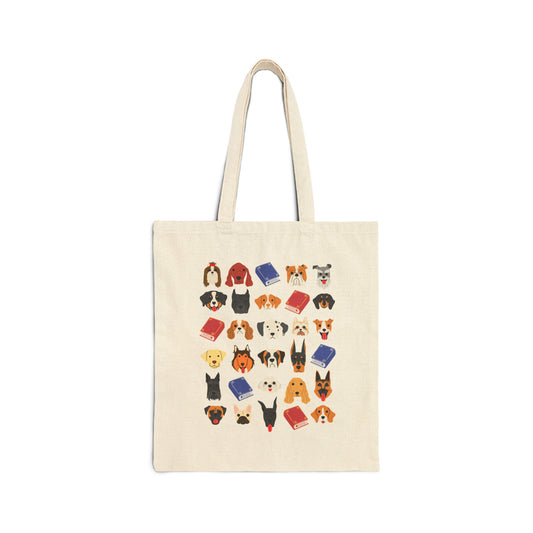 Dog & Book Lover Canvas Tote Bag