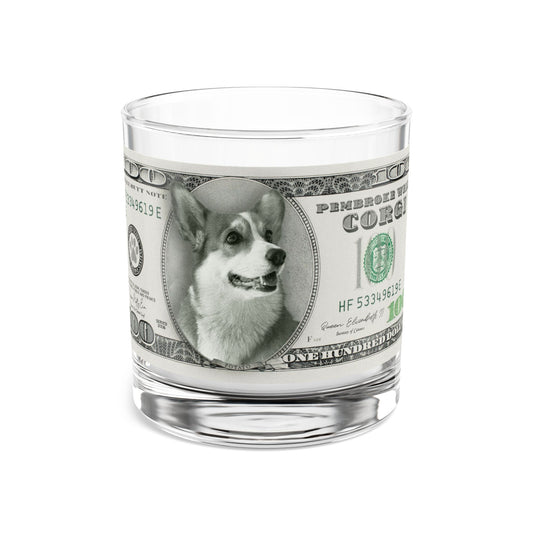 Corgi Cup Money $100 Rocks Glass 10oz