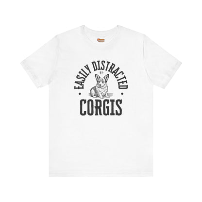 white corgi t-shirt easily distracted women men shirt