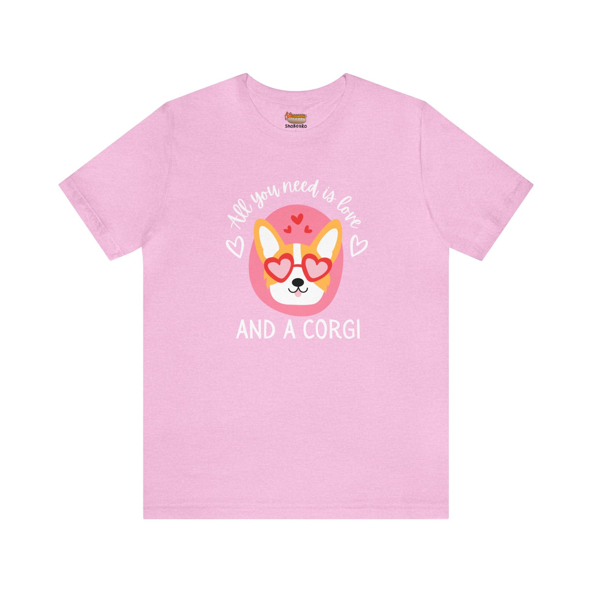 pink Valentine Corgi all you need is Love Beatles women men t-shirt unisex short sleeve shirt heart