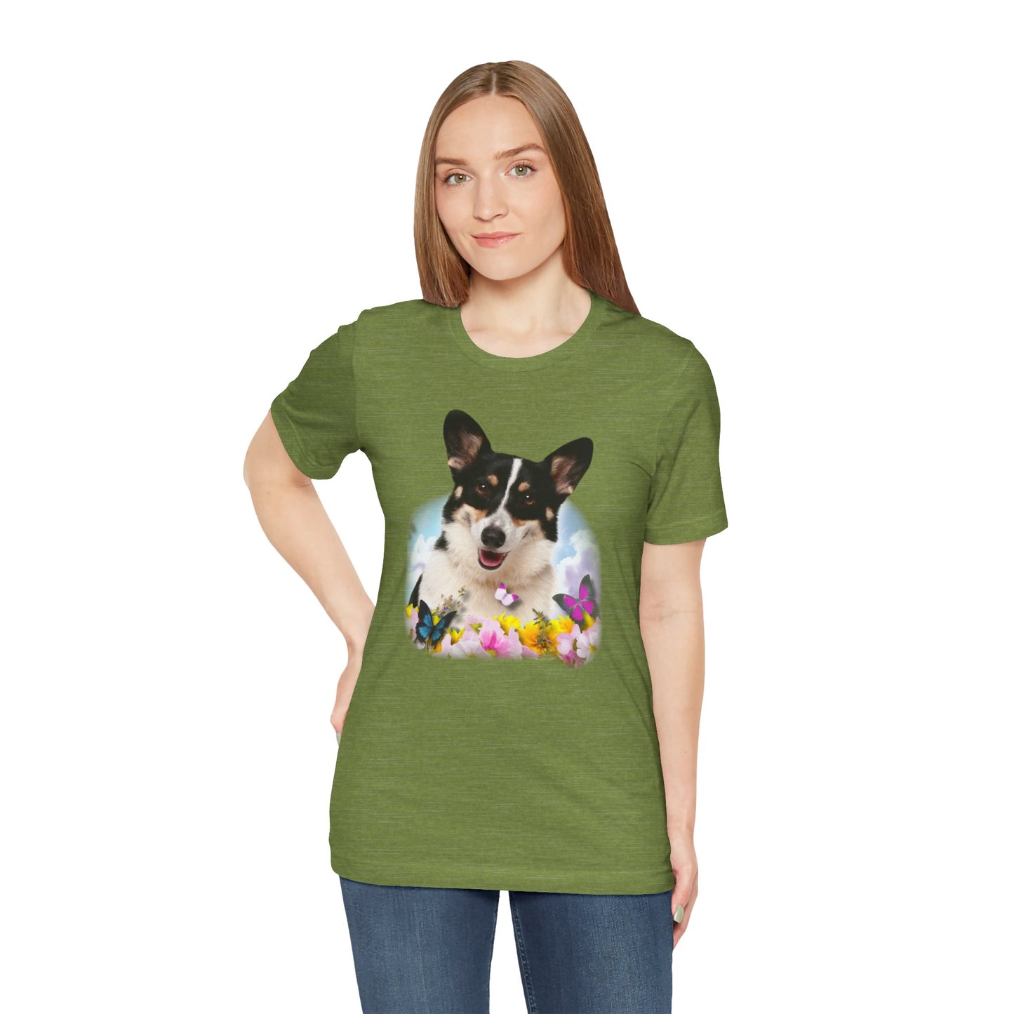 Corgi T-shirt Summer/Spring Flowers & Butterflies Women & Men