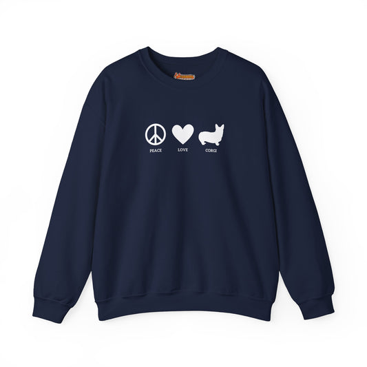 Corgi Sweatshirt Peace & Love Women & Men (PERSONALIZED Option)