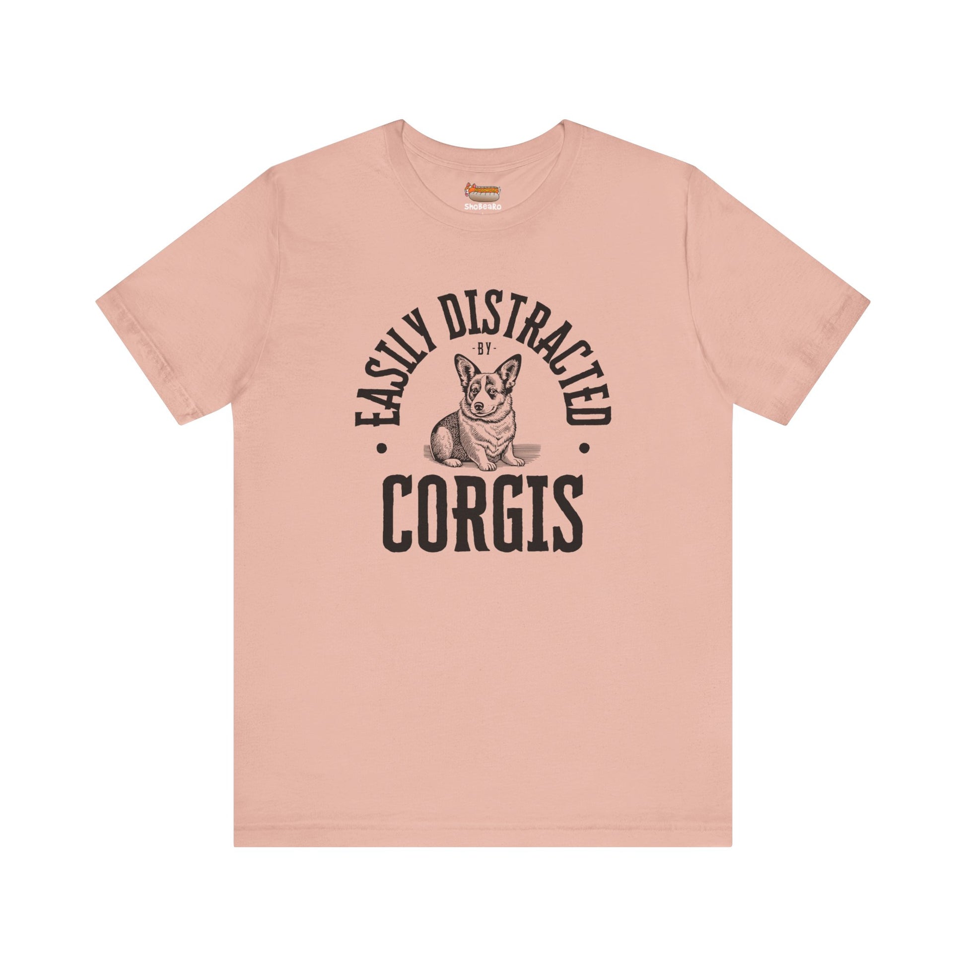 peach corgi t-shirt easily distracted women men shirt