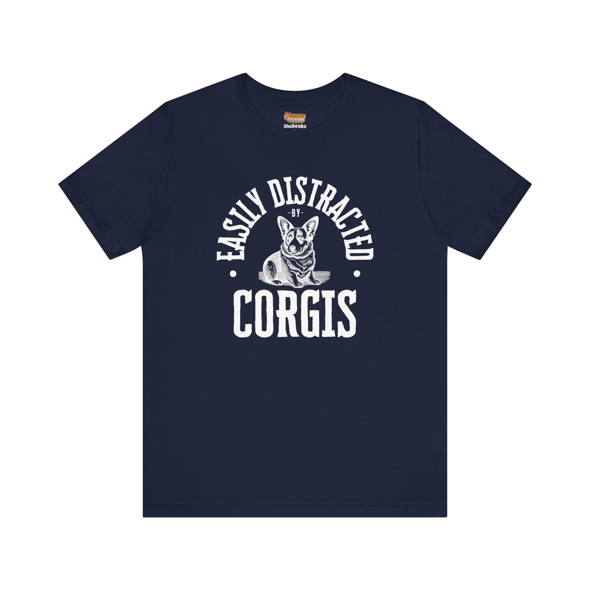 blue navy corgi t-shirt easily distracted women men shirt