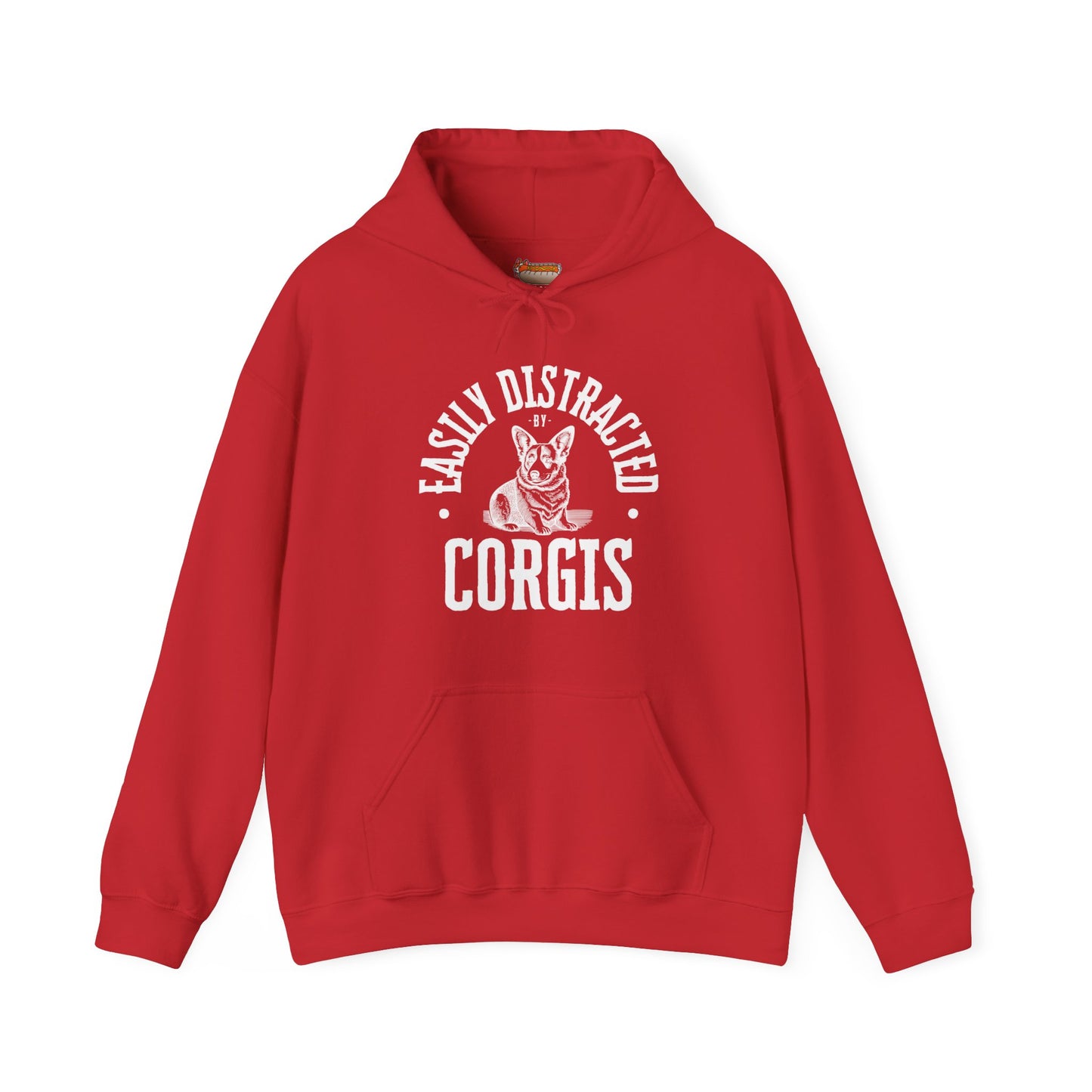 red crimson corgi hoodie easily distracted women men sweatshirt shirt