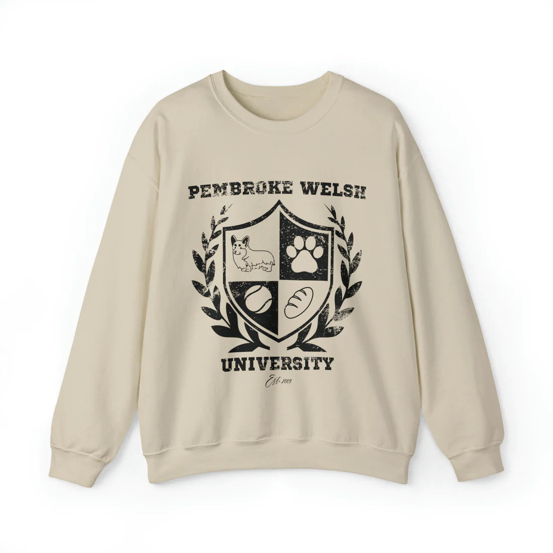 BUNDLE Pembroke Welsh Corgi University Distressed Sweatshirt & Coffee Mug
