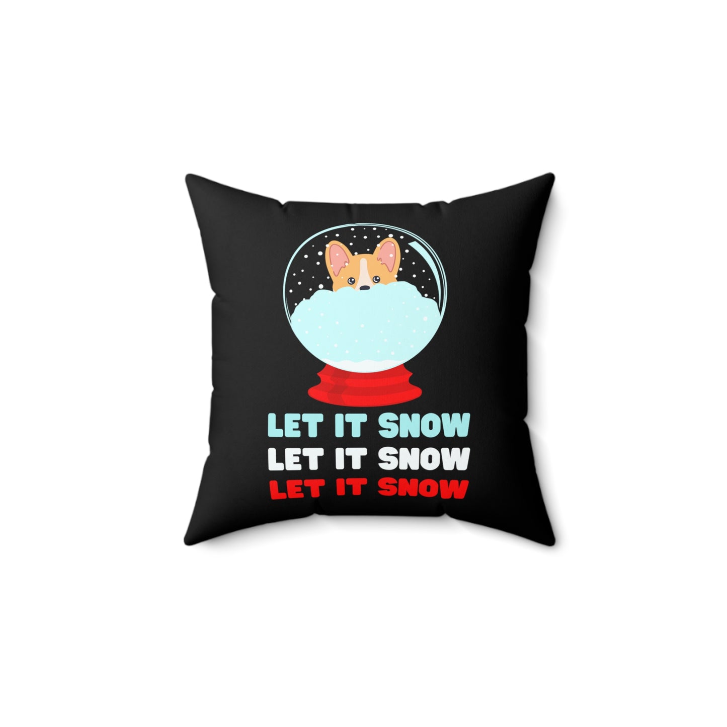 Corgi Pillow Let It Snow Spun Polyester Square Pillow