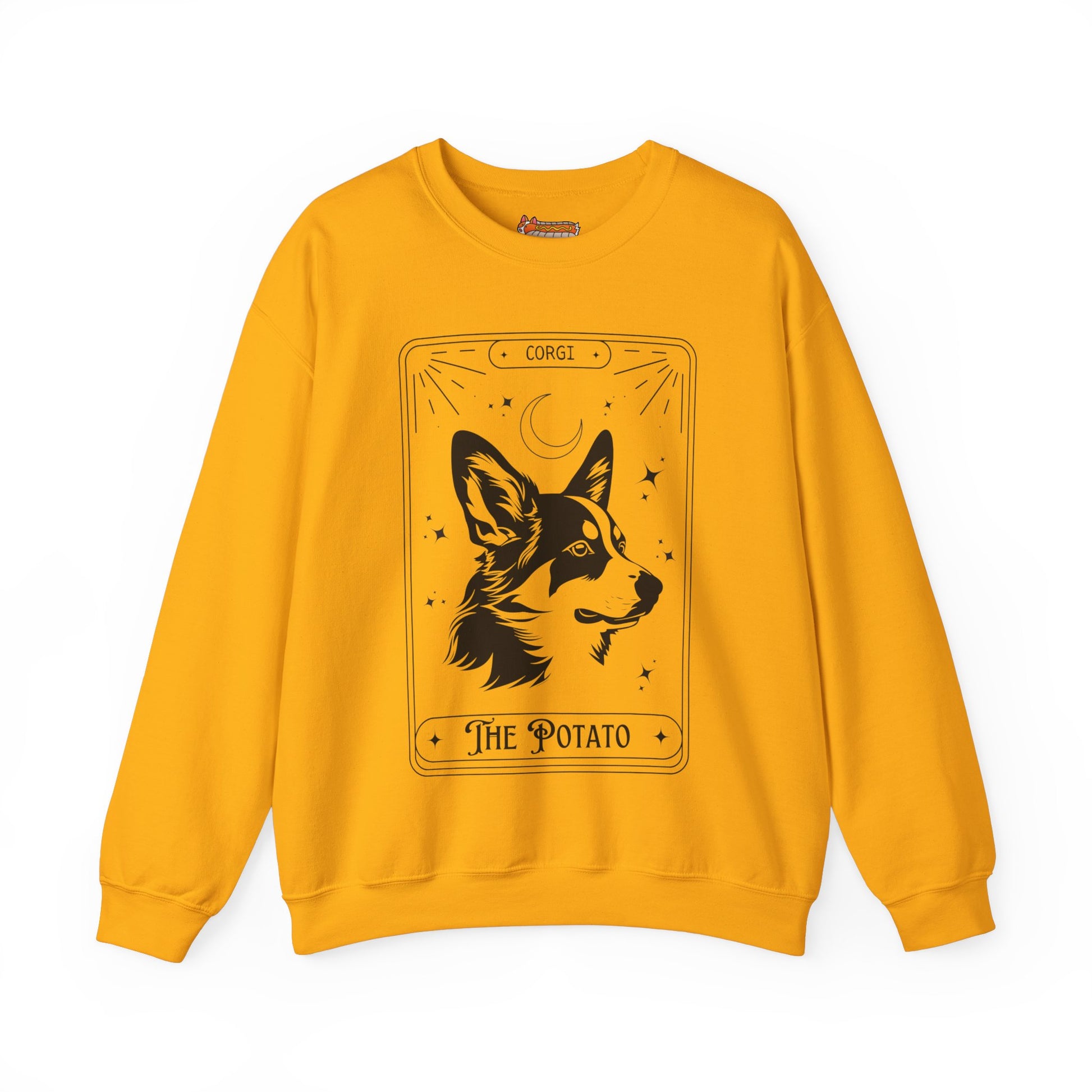 gold yellow neon corgi sweatshirt tarot card potato women men shirt