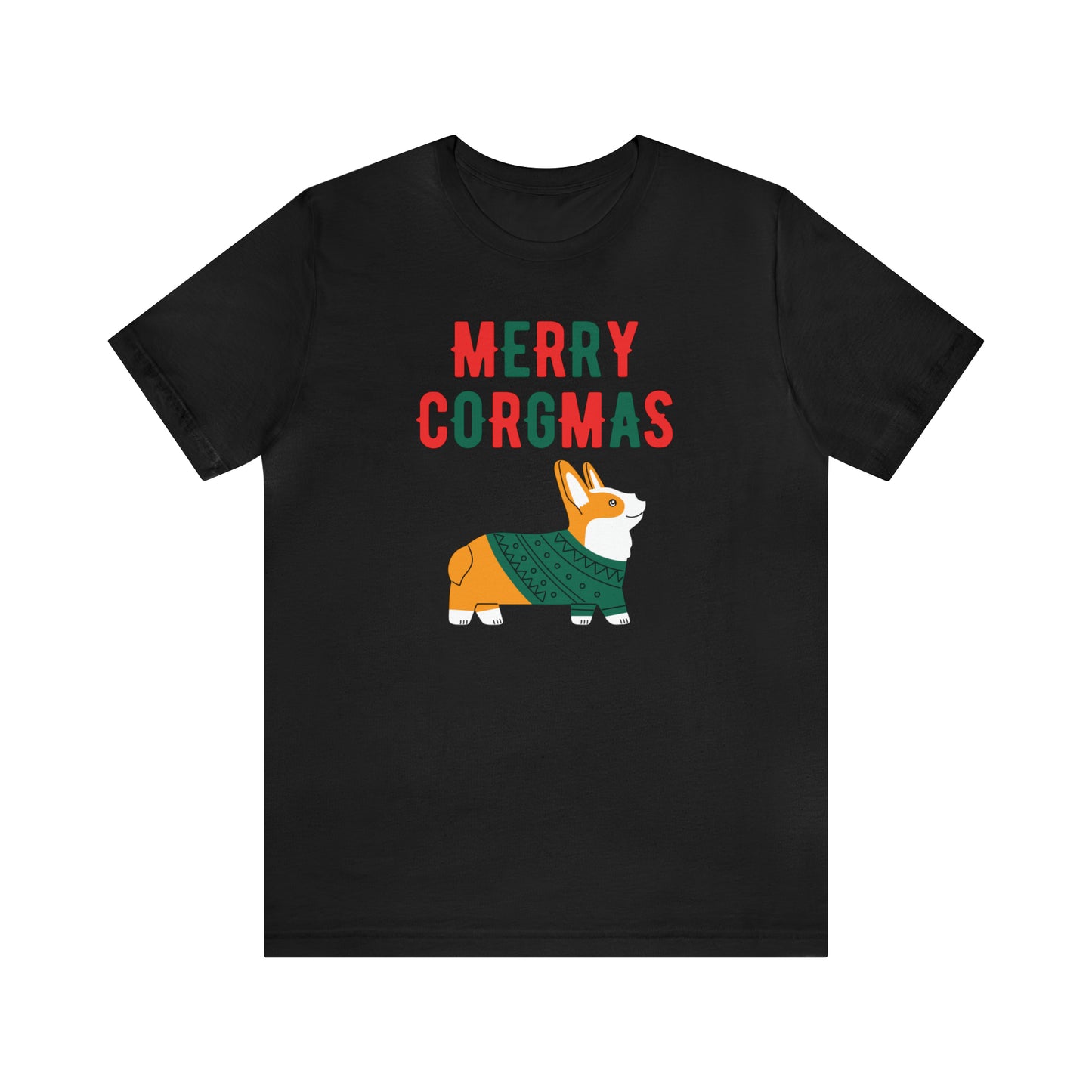 black Merry Corgman corgi dog lover gift Christmas festive holiday season women men t-shirt unisex short sleeve shirt