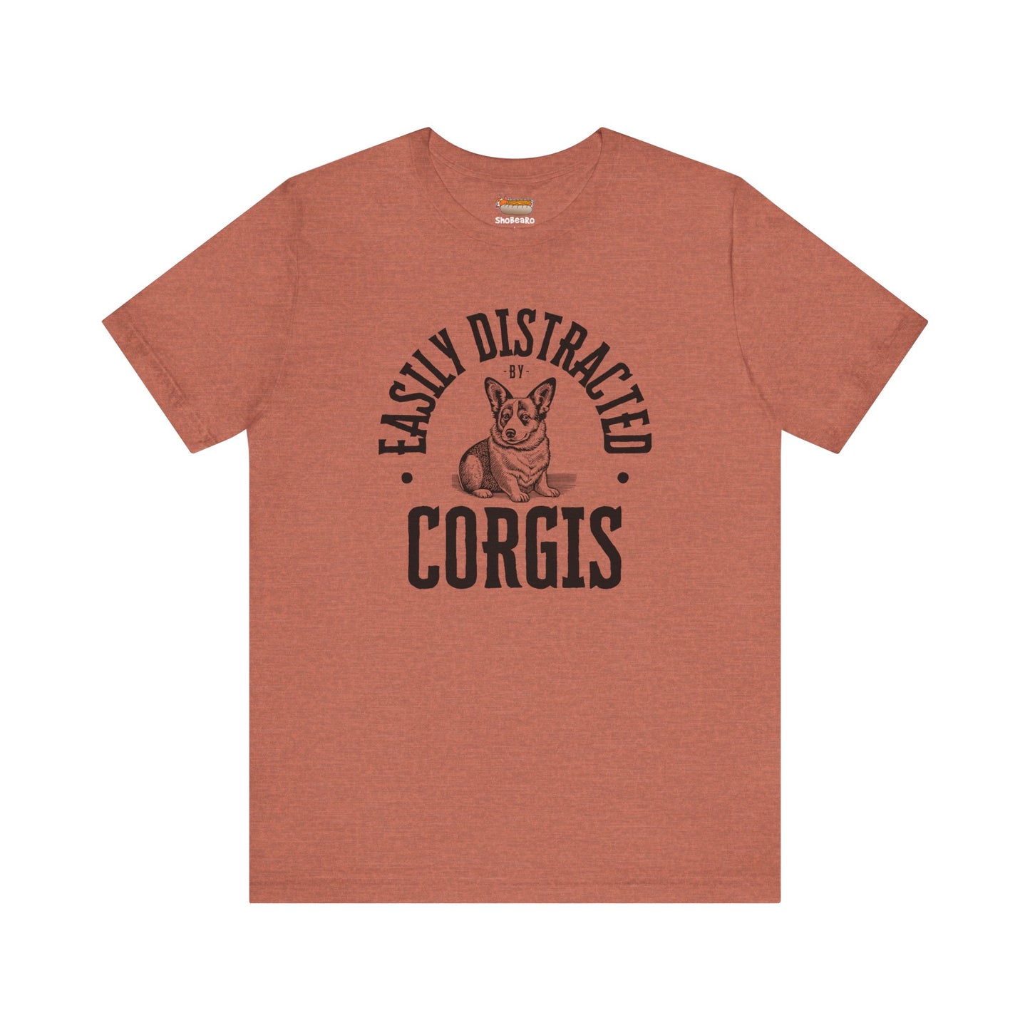 earth clay orange corgi t-shirt easily distracted women men shirt