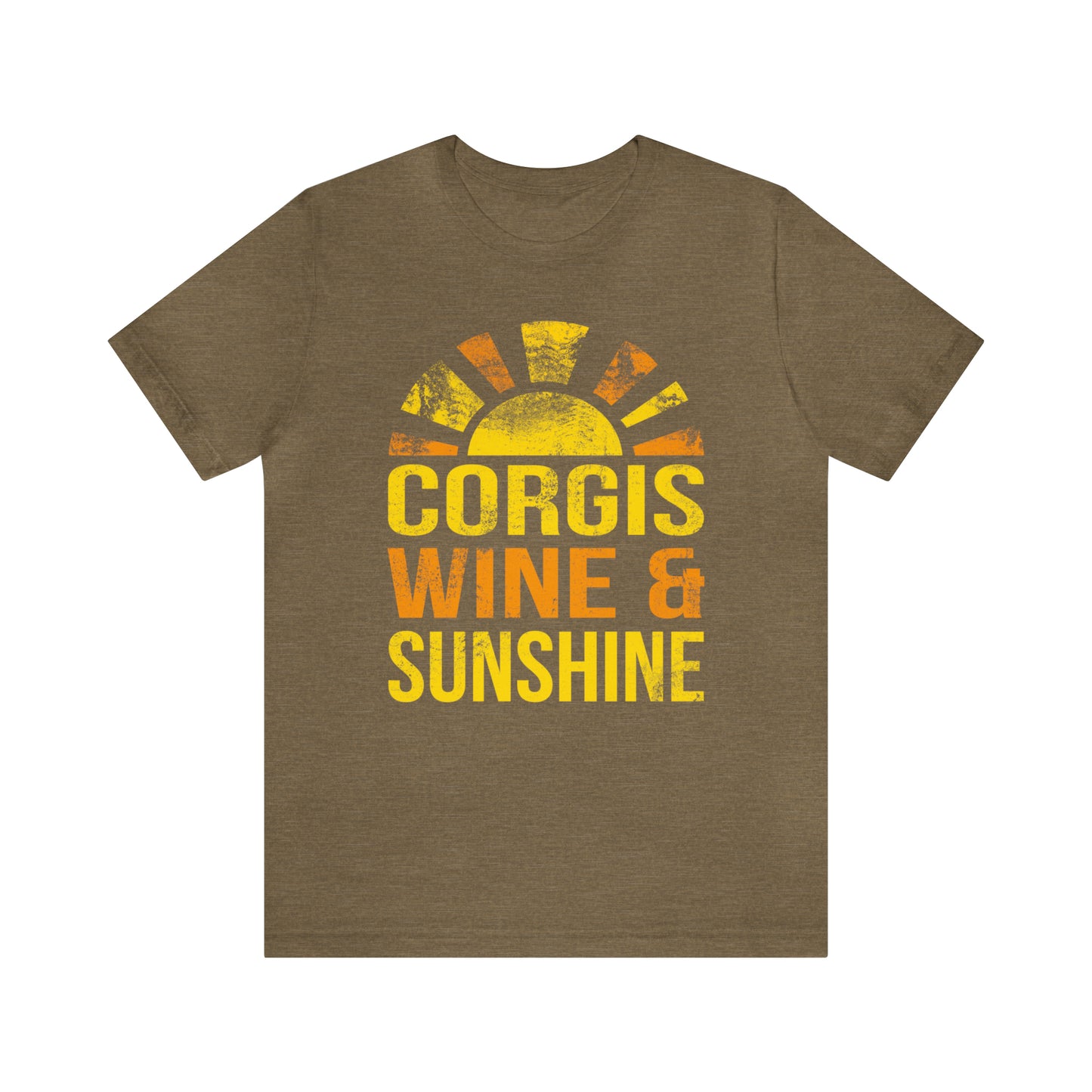 brown corgis wine sunshine summer woman man t-shirt unisex short sleeve shirt grunge distressed