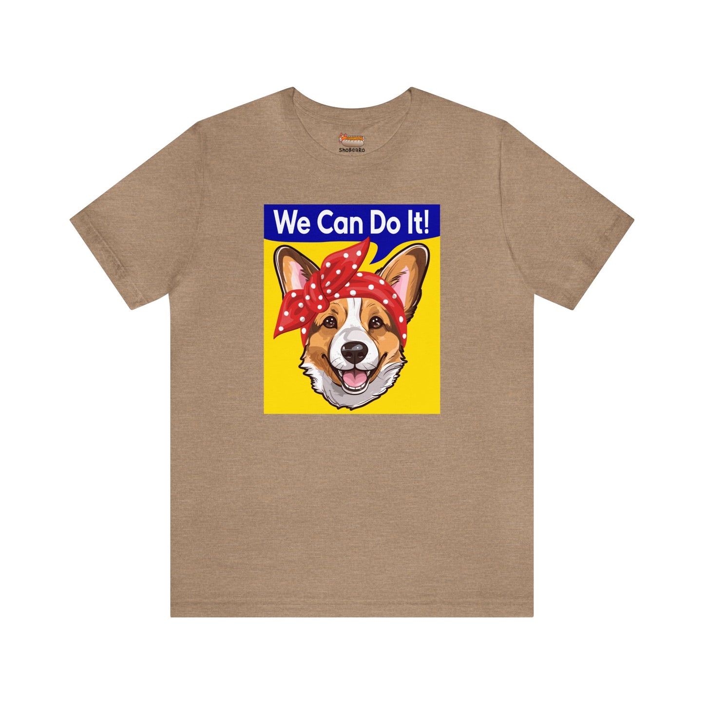 brown tan camel corgi t-shirt rosie the riveter women's rights shirt gift for her dog lover
