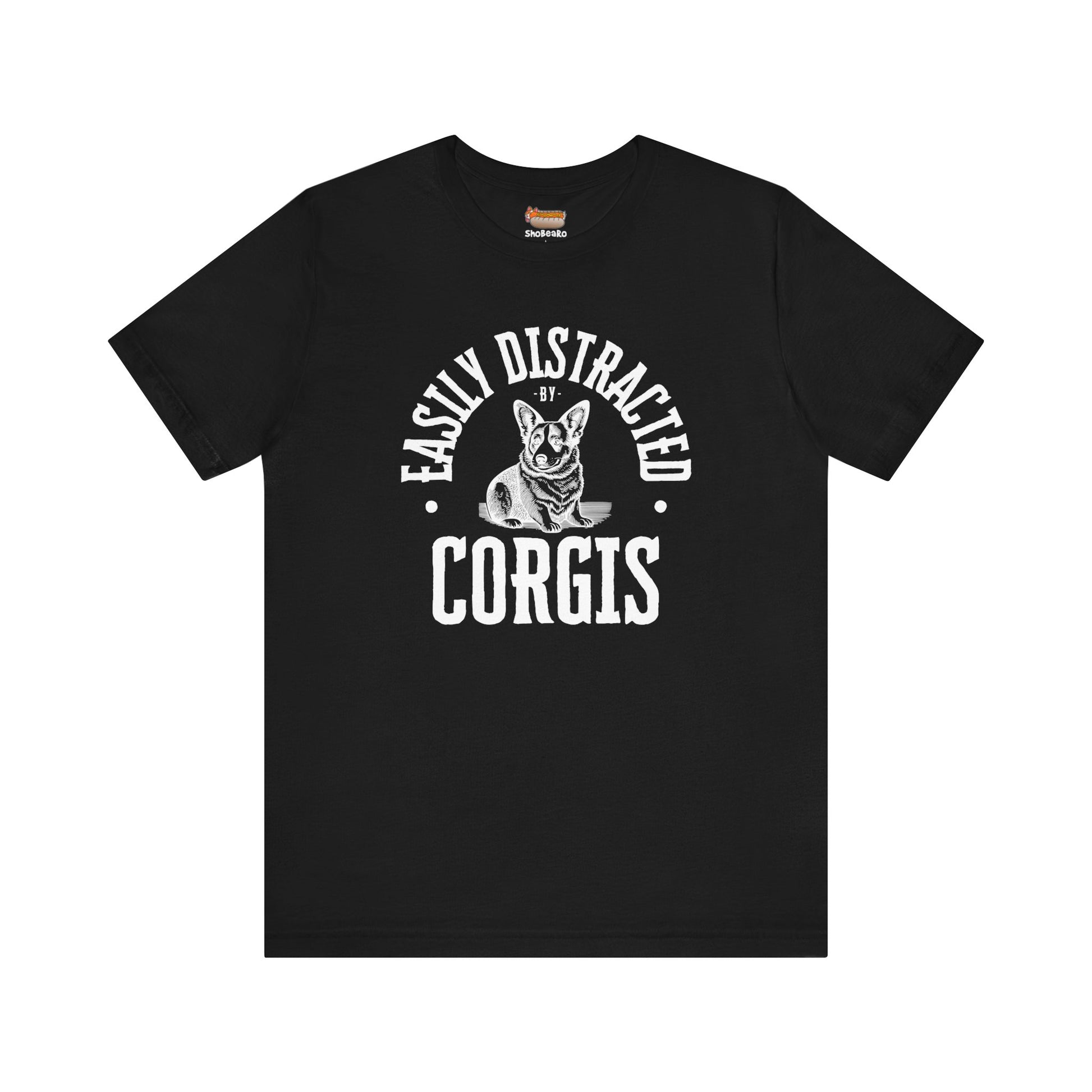 black corgi t-shirt easily distracted women men shirt