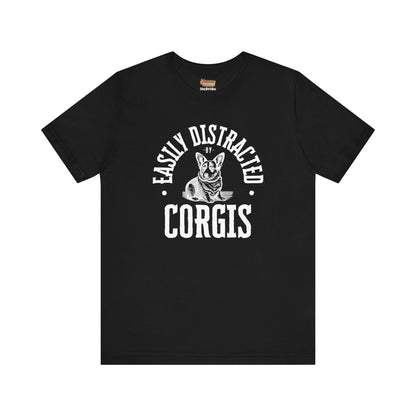 black corgi t-shirt easily distracted women men shirt