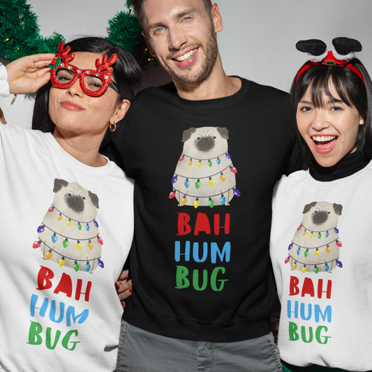 bah hum bug Christmas holiday season festive sweatshirt women men unisex sweater pug dog puppy lover gift