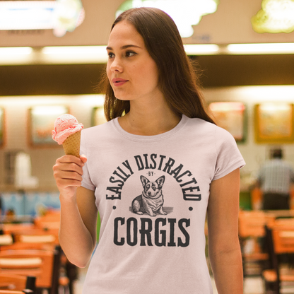 corgi t-shirt easily distracted women men shirt