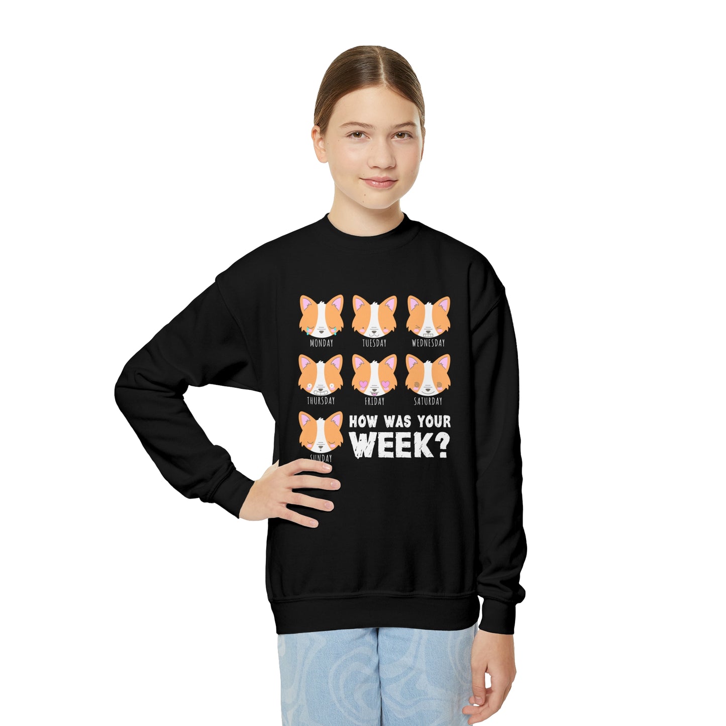 Corgi Sweatshirt Days of the Week Kids